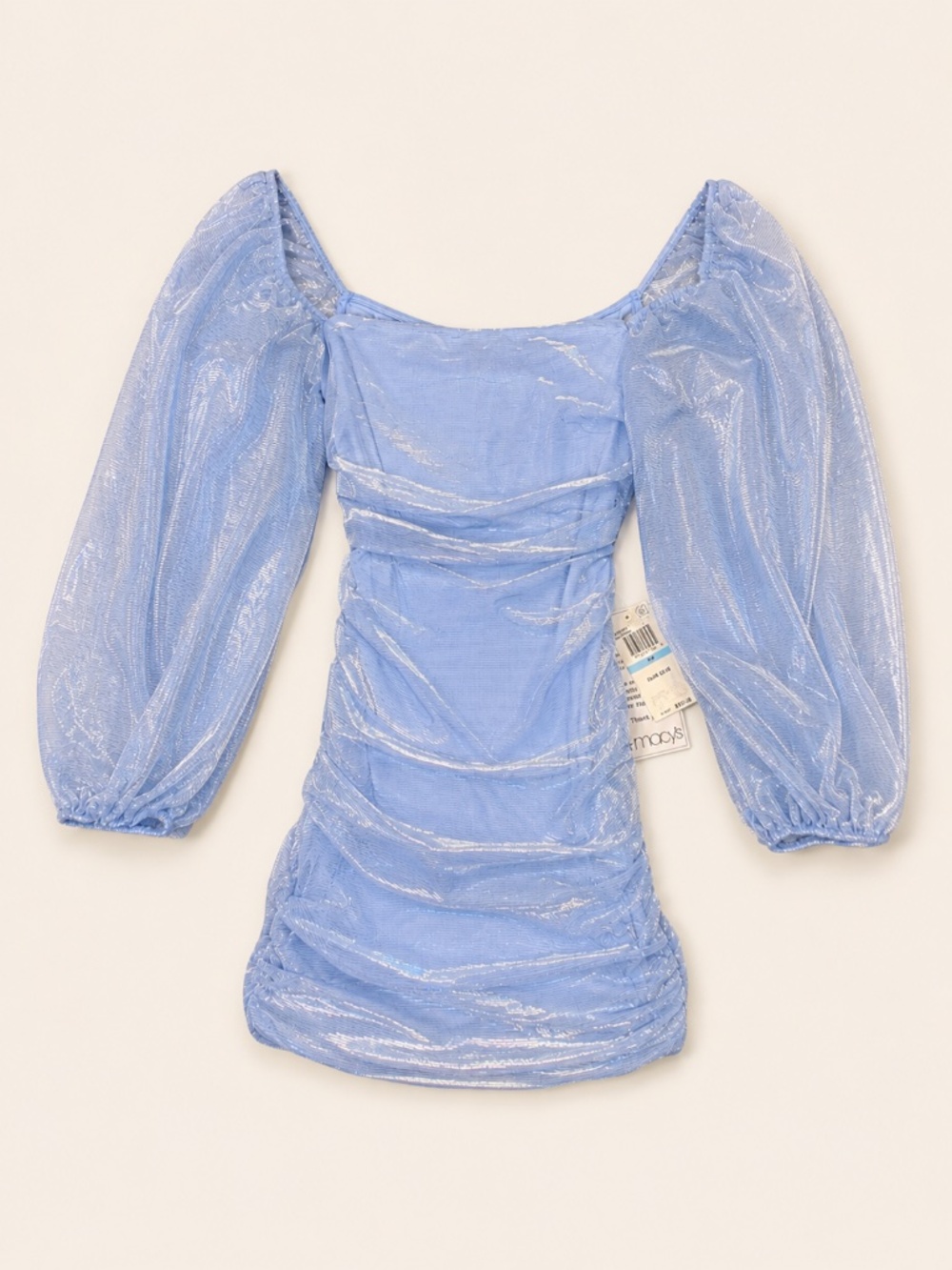 B. Darlin Blue Shimmer Ruched Mini Dress Size 5/6 NWT( S)